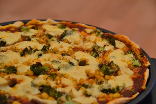 Cheesy Pizza-Topping With Yeast And Soy-Yoghurt